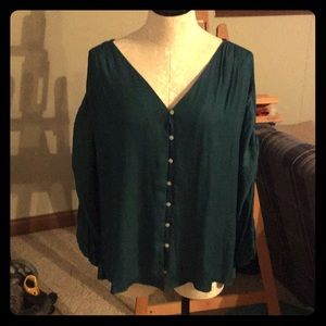 Anthropologie teal blouse